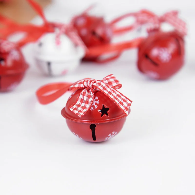 12Pcs Snowflake Christmas Jingle Bells Metal Decorative Pendant Xmas Tree Hanging Ornament 2025 New Year Home Party Decorations