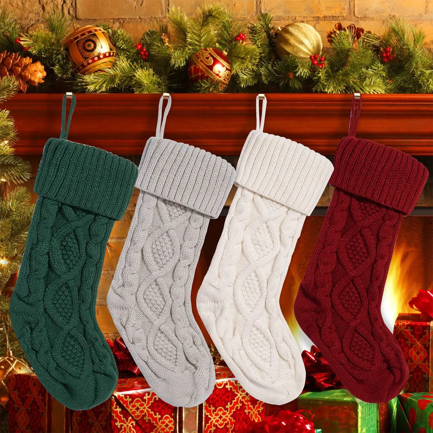Christmas Stocking Personalized Christmas Knitted Stocking Gift Bag Hanging On The Bedhead/Christmastree Christmas Socks Pendant