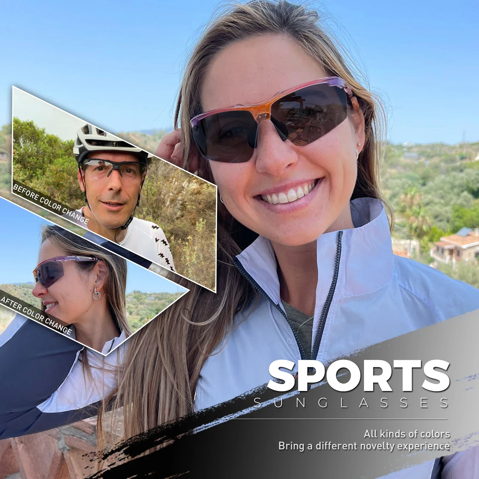 SCVCN Photochromic Cycling Glasses Men MTB Cycling Sunglasses Road Bike Glasses UV400 Bicycle Glasses Outdoor Sports Sunglasses