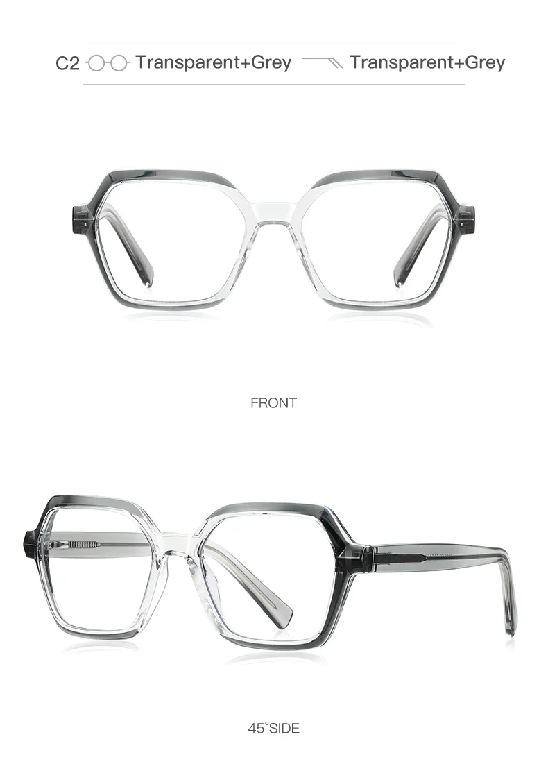 CLLOIO Ladies Trend Street Style Glasses Polygonal Gradual Change Frames Blue Light Filter Reading Glasses Customizable Myopia