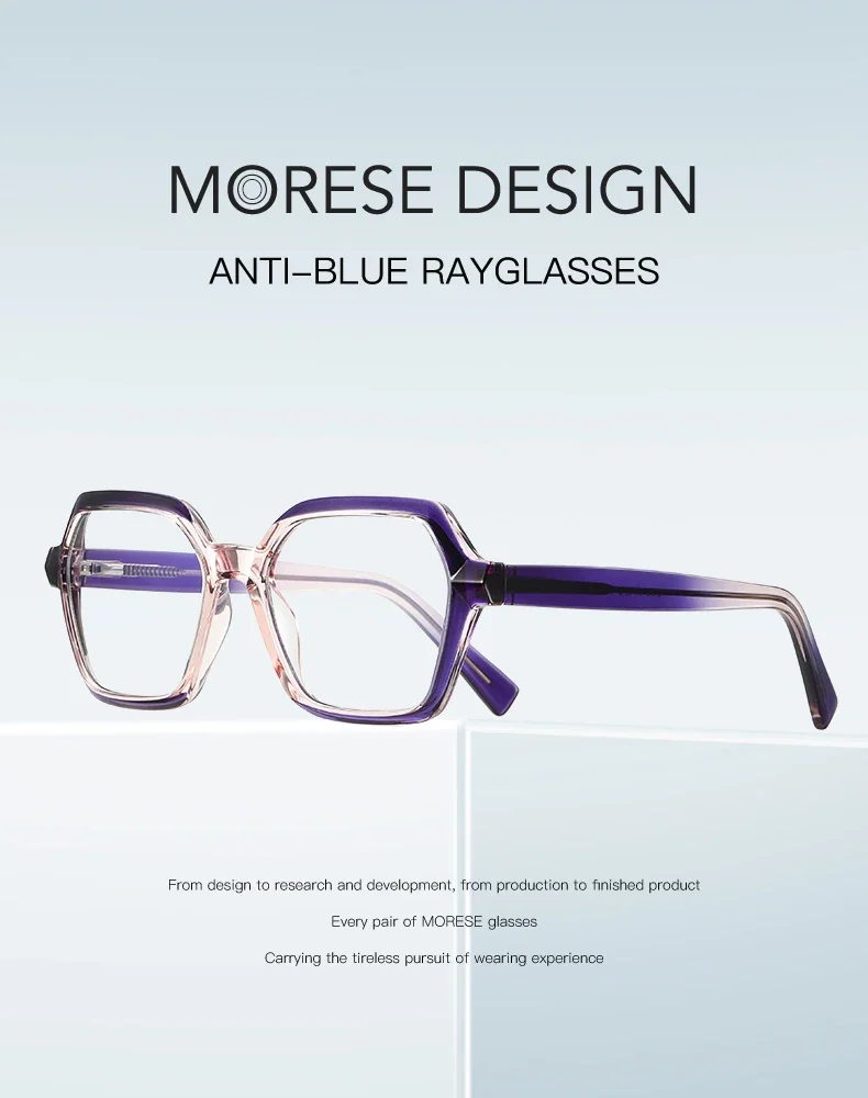 CLLOIO Ladies Trend Street Style Glasses Polygonal Gradual Change Frames Blue Light Filter Reading Glasses Customizable Myopia