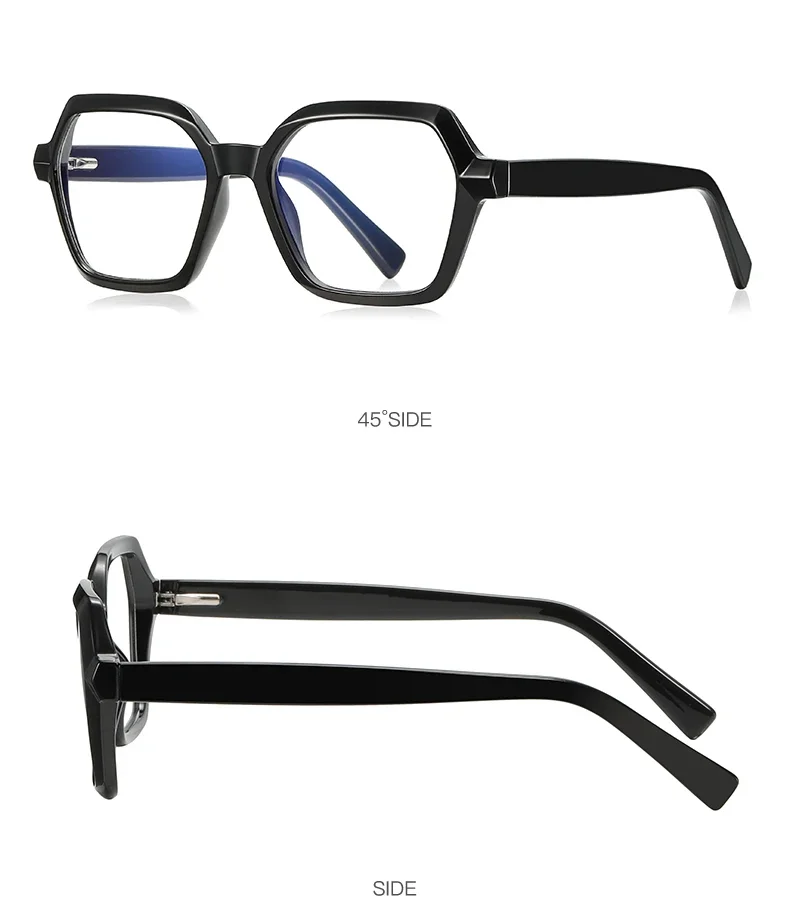 CLLOIO Ladies Trend Street Style Glasses Polygonal Gradual Change Frames Blue Light Filter Reading Glasses Customizable Myopia