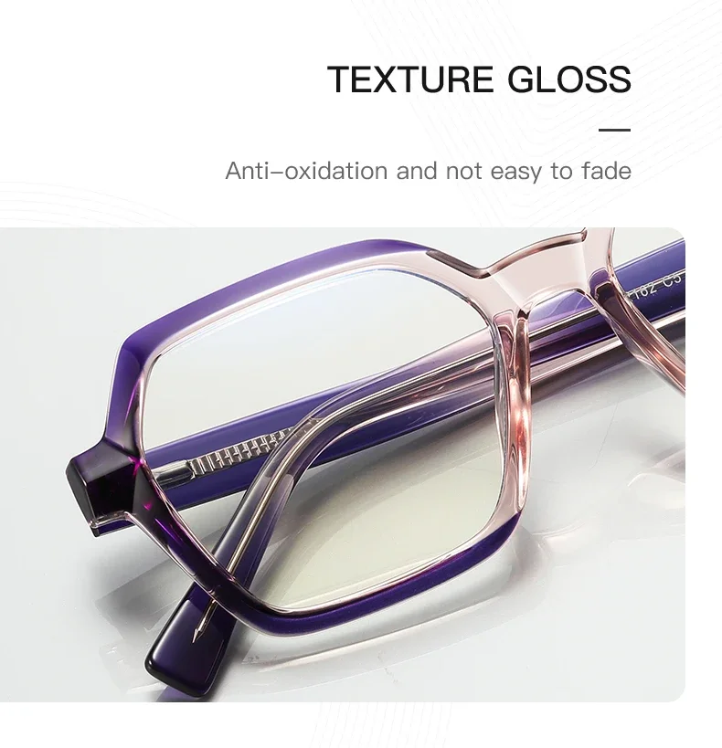 CLLOIO Ladies Trend Street Style Glasses Polygonal Gradual Change Frames Blue Light Filter Reading Glasses Customizable Myopia