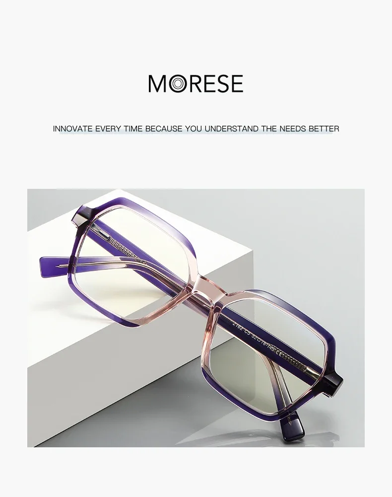 CLLOIO Ladies Trend Street Style Glasses Polygonal Gradual Change Frames Blue Light Filter Reading Glasses Customizable Myopia