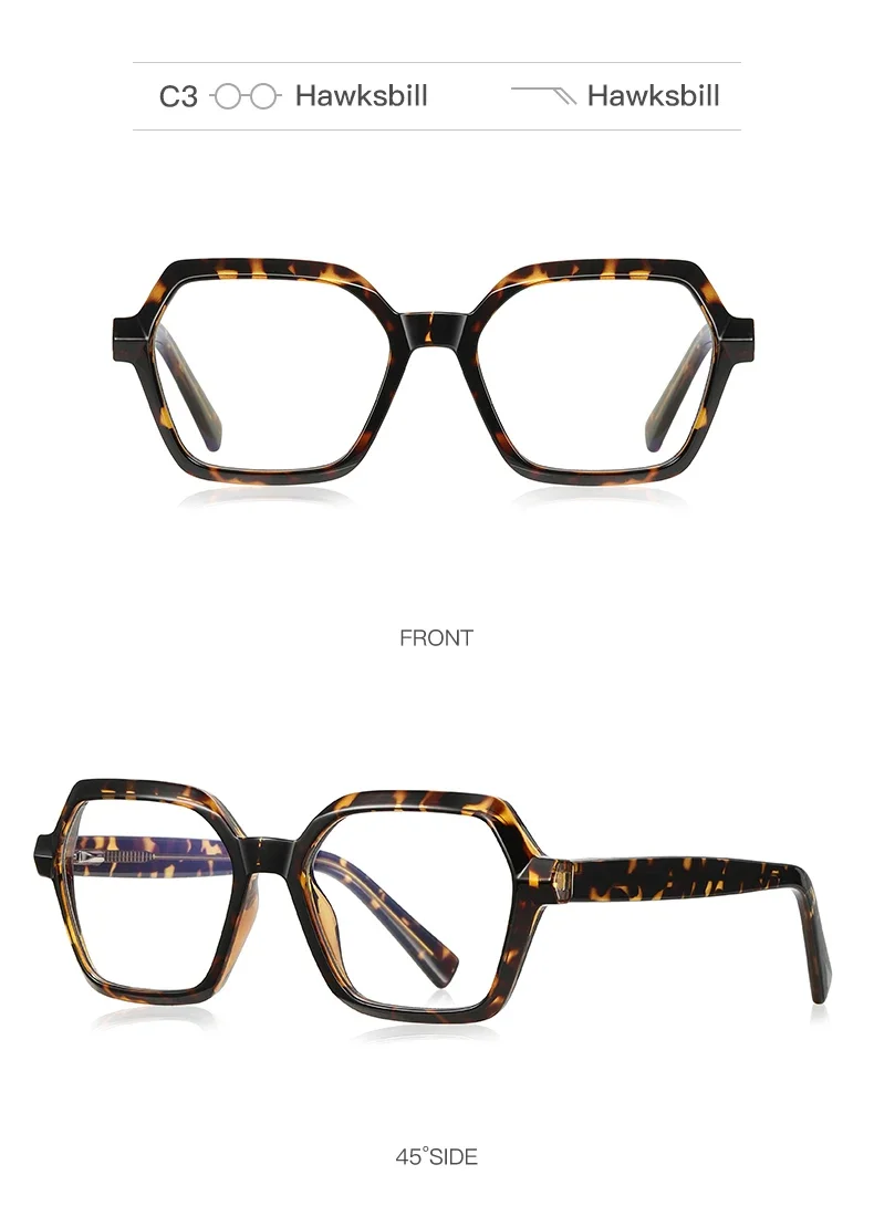CLLOIO Ladies Trend Street Style Glasses Polygonal Gradual Change Frames Blue Light Filter Reading Glasses Customizable Myopia