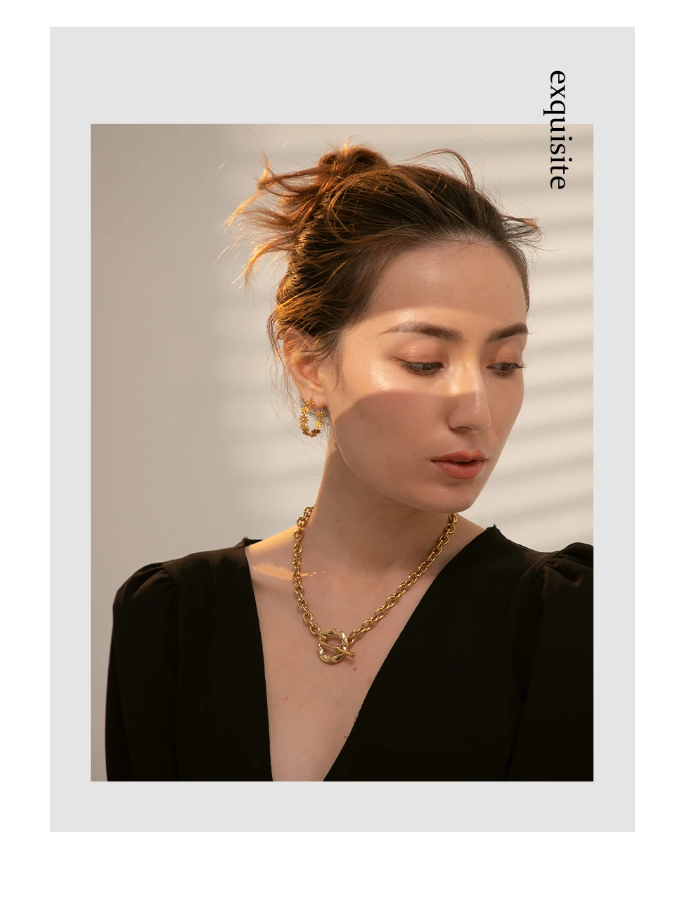 Yhpup Stainless Steel Round Flower Hoop Earrings Fashion Golden Metal Trendy Brand Texture Jewelry Party Gift Waterproof Women