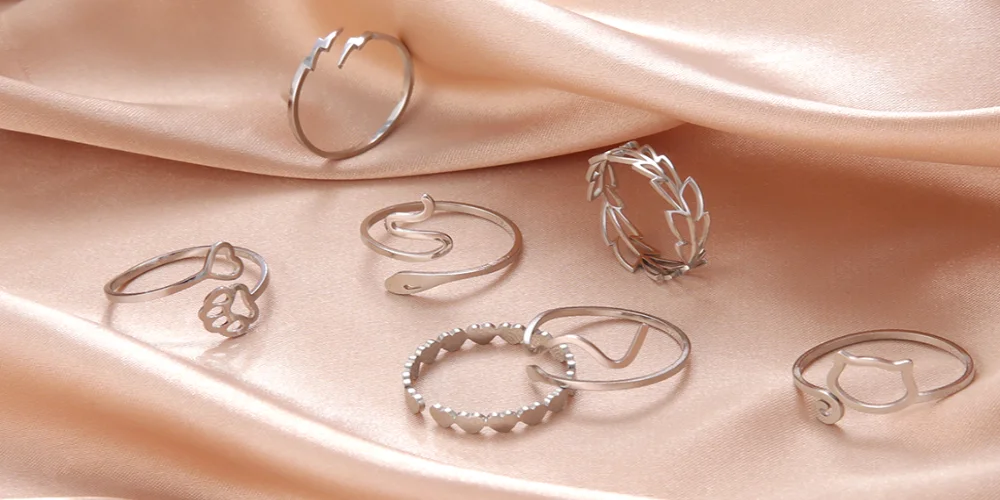Skyrim Stainless Steel Women Rings Geometric Heart Aesthetic Adjustable Open Finger Ring Fashion Party Jewelry Gifts Wholesale