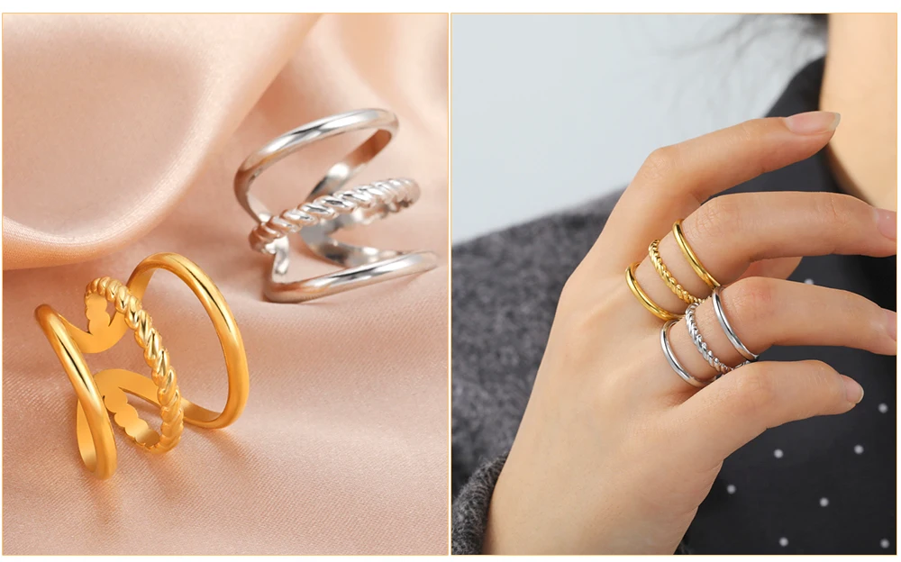 Skyrim Stainless Steel Women Rings Geometric Heart Aesthetic Adjustable Open Finger Ring Fashion Party Jewelry Gifts Wholesale