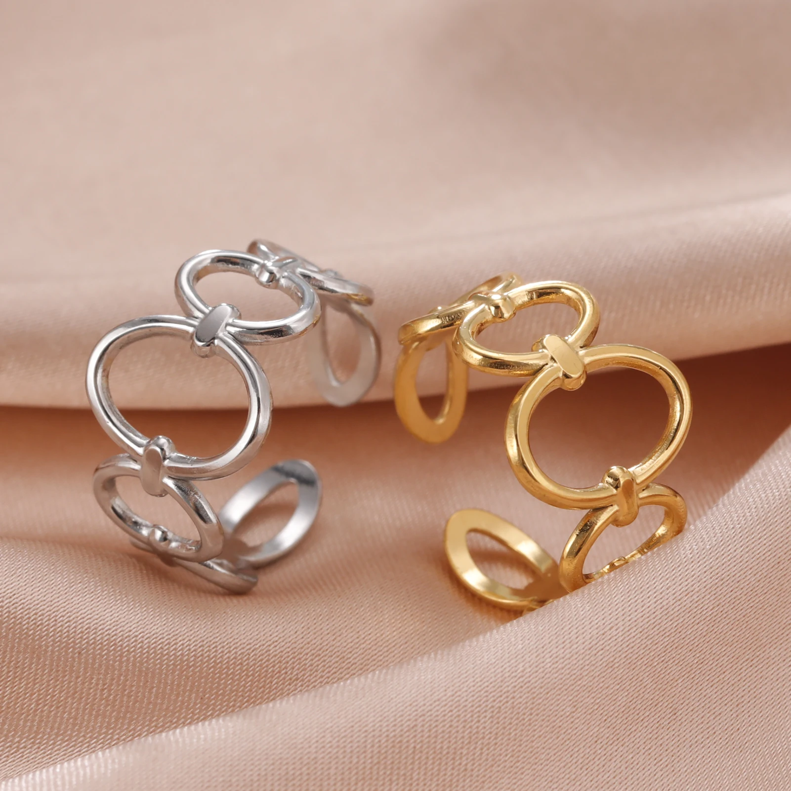 Skyrim Stainless Steel Women Rings Geometric Heart Aesthetic Adjustable Open Finger Ring Fashion Party Jewelry Gifts Wholesale