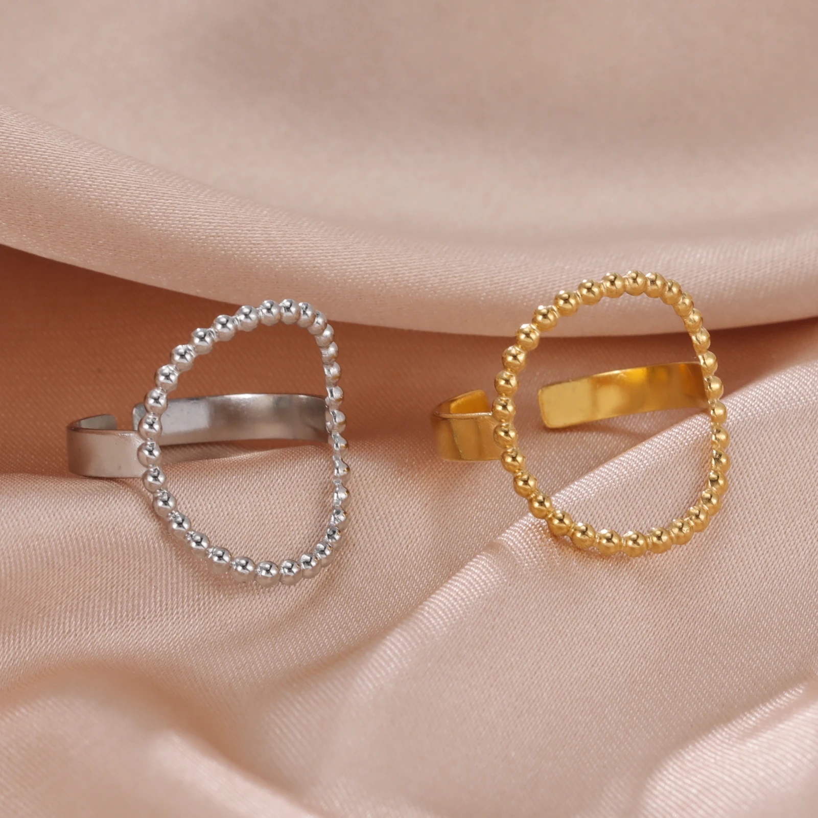 Skyrim Stainless Steel Women Rings Geometric Heart Aesthetic Adjustable Open Finger Ring Fashion Party Jewelry Gifts Wholesale