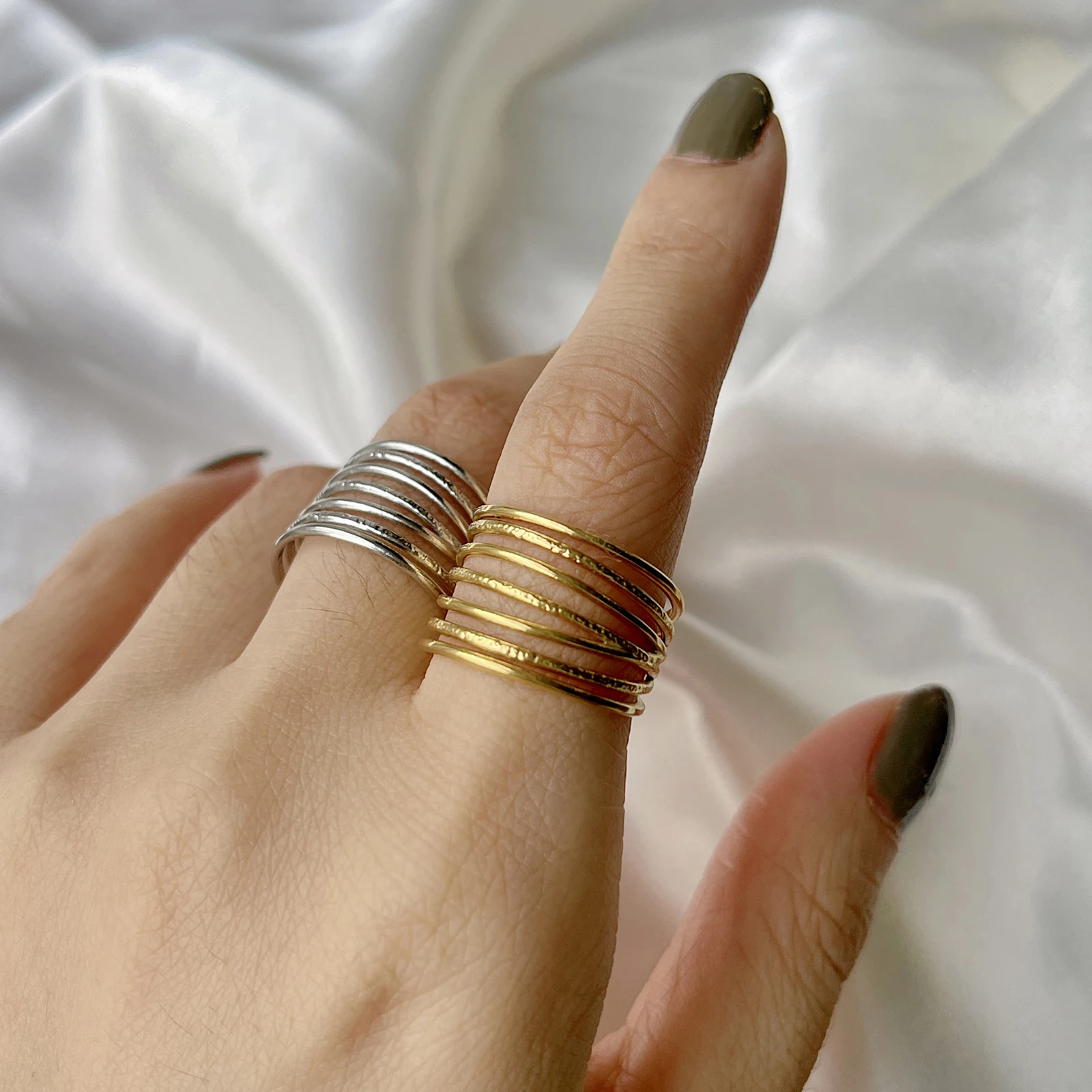 Skyrim Stainless Steel Women Rings Geometric Heart Aesthetic Adjustable Open Finger Ring Fashion Party Jewelry Gifts Wholesale
