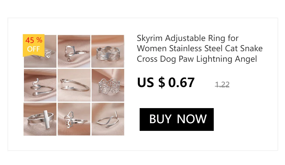 Skyrim Stainless Steel Women Rings Geometric Heart Aesthetic Adjustable Open Finger Ring Fashion Party Jewelry Gifts Wholesale