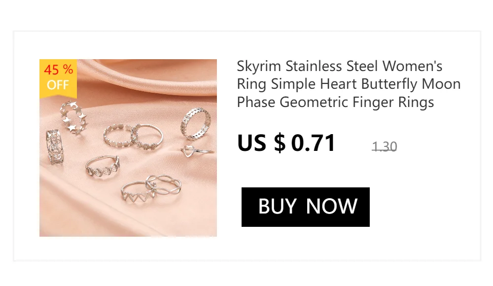 Skyrim Stainless Steel Women Rings Geometric Heart Aesthetic Adjustable Open Finger Ring Fashion Party Jewelry Gifts Wholesale