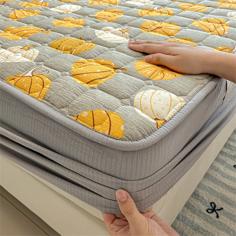 Breathable Soft Mattress Cover Fitted Sheet, Antibacterial Anti-Mite All Season Mattress Protector Non-Slip Silent Single/Double