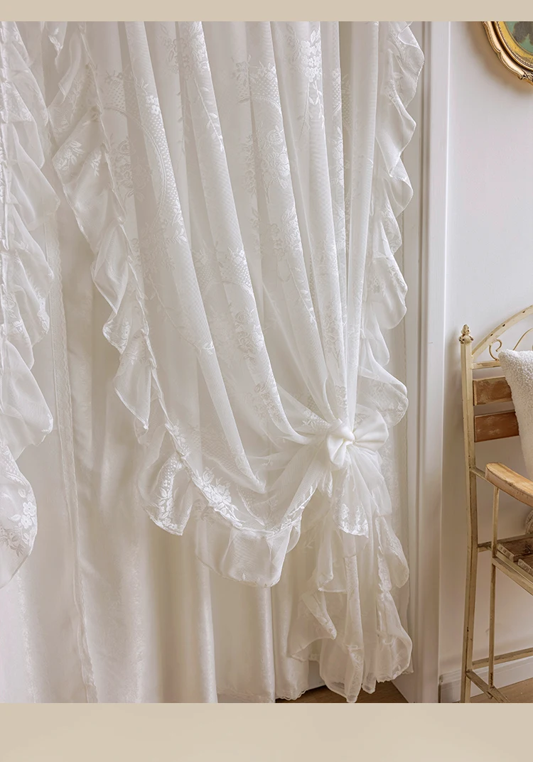 French Rococo Vintage Lace Curtains For Bedroom Bay Window, Half Curtains, Korean Style Door Curtain,High-End Home Curtain Decor