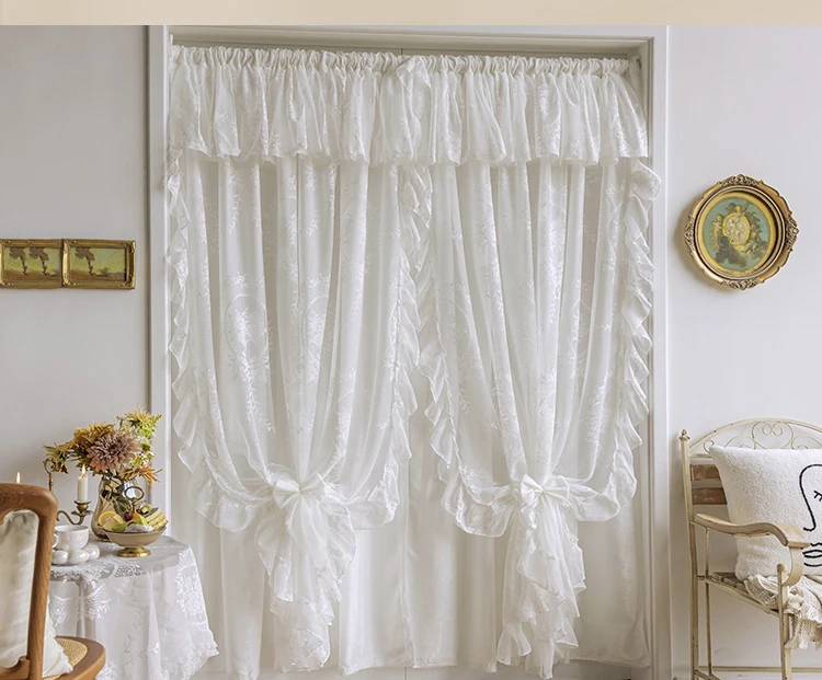 French Rococo Vintage Lace Curtains For Bedroom Bay Window, Half Curtains, Korean Style Door Curtain,High-End Home Curtain Decor