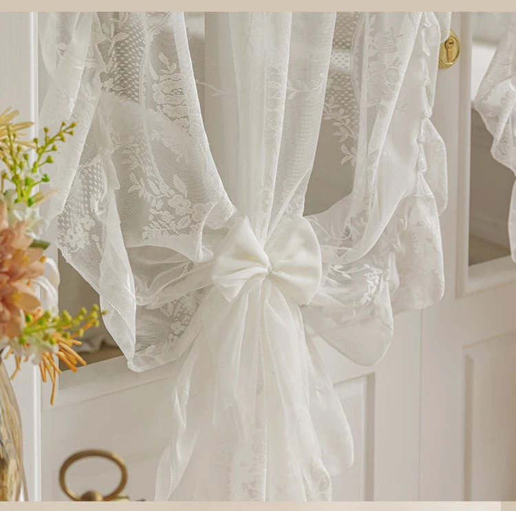 French Rococo Vintage Lace Curtains For Bedroom Bay Window, Half Curtains, Korean Style Door Curtain,High-End Home Curtain Decor