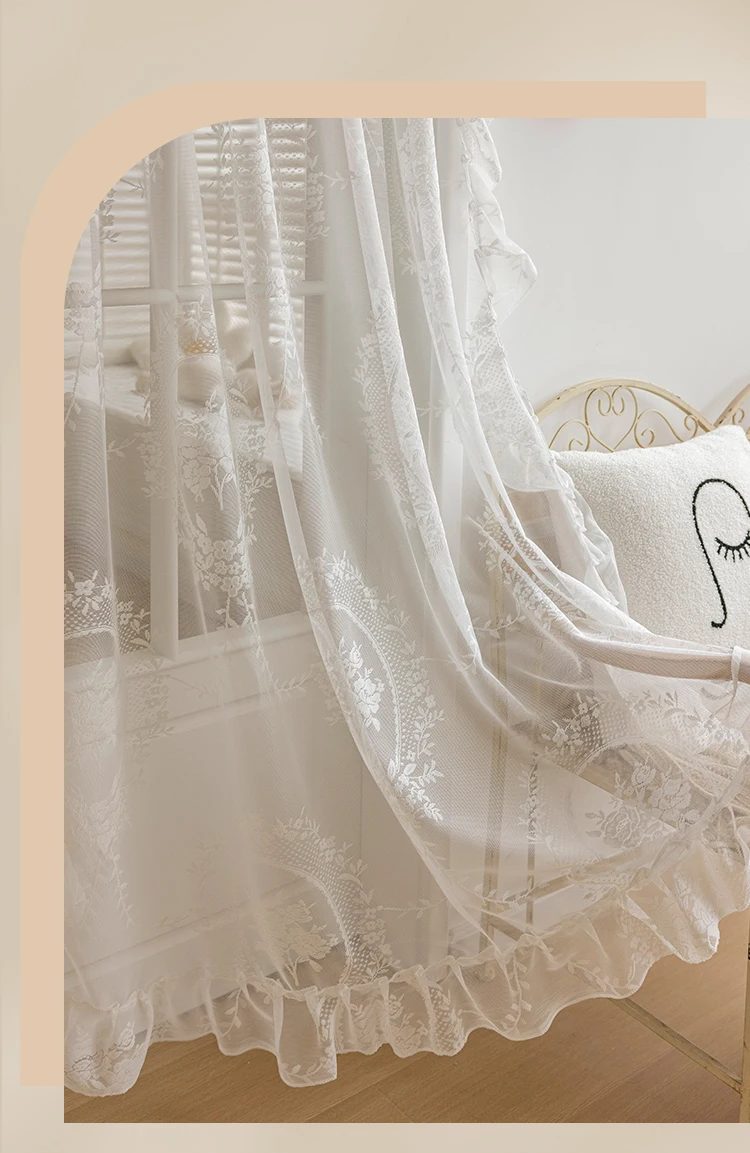 French Rococo Vintage Lace Curtains For Bedroom Bay Window, Half Curtains, Korean Style Door Curtain,High-End Home Curtain Decor