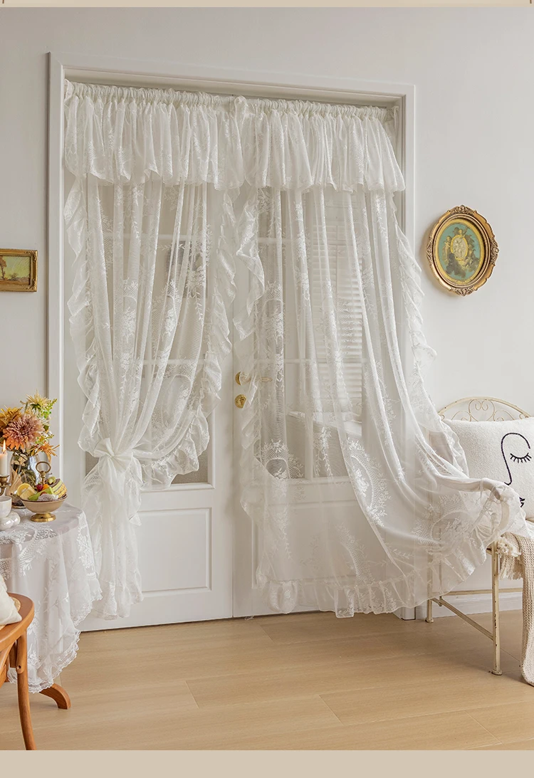 French Rococo Vintage Lace Curtains For Bedroom Bay Window, Half Curtains, Korean Style Door Curtain,High-End Home Curtain Decor