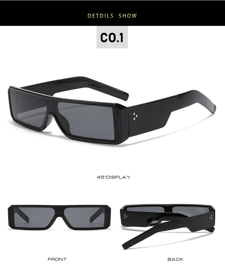 Trend Y2K Sunglasses Women Men Fashion Designer One Piece Small Square Hip Hop Punk Glasses Outdoor Driving Shades Eyewear UV400