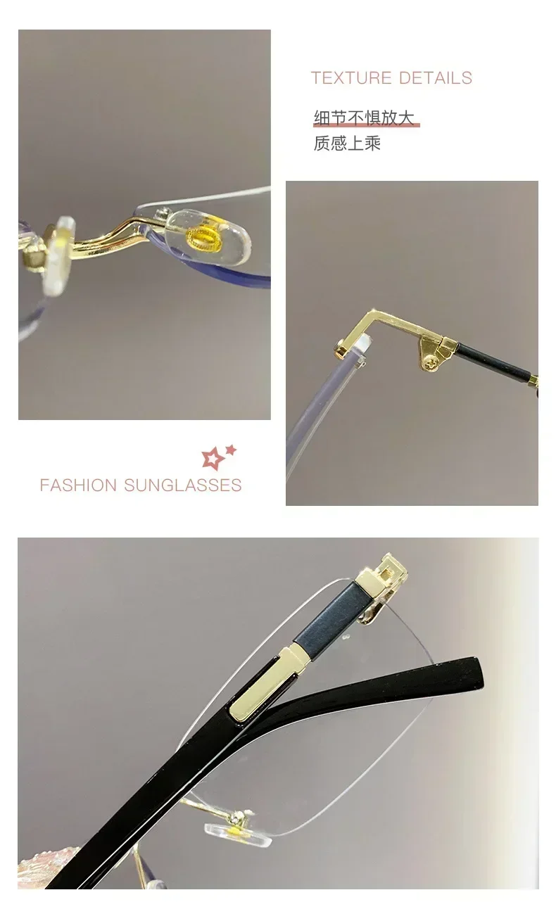Square Rimless Photochromic Myopia Glasses Men Women Business Anti-UV Nearsighted Eyewear Retro Eyeglasses 0-1.0-4.0