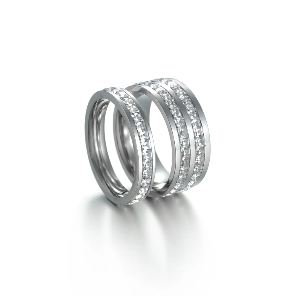 Women's Men's Ring 4mm/8mm Gold Silver Color Stainless Steel Iced Out Full Crystal Zirconia Wedding Rings For Man Woman Jewelry