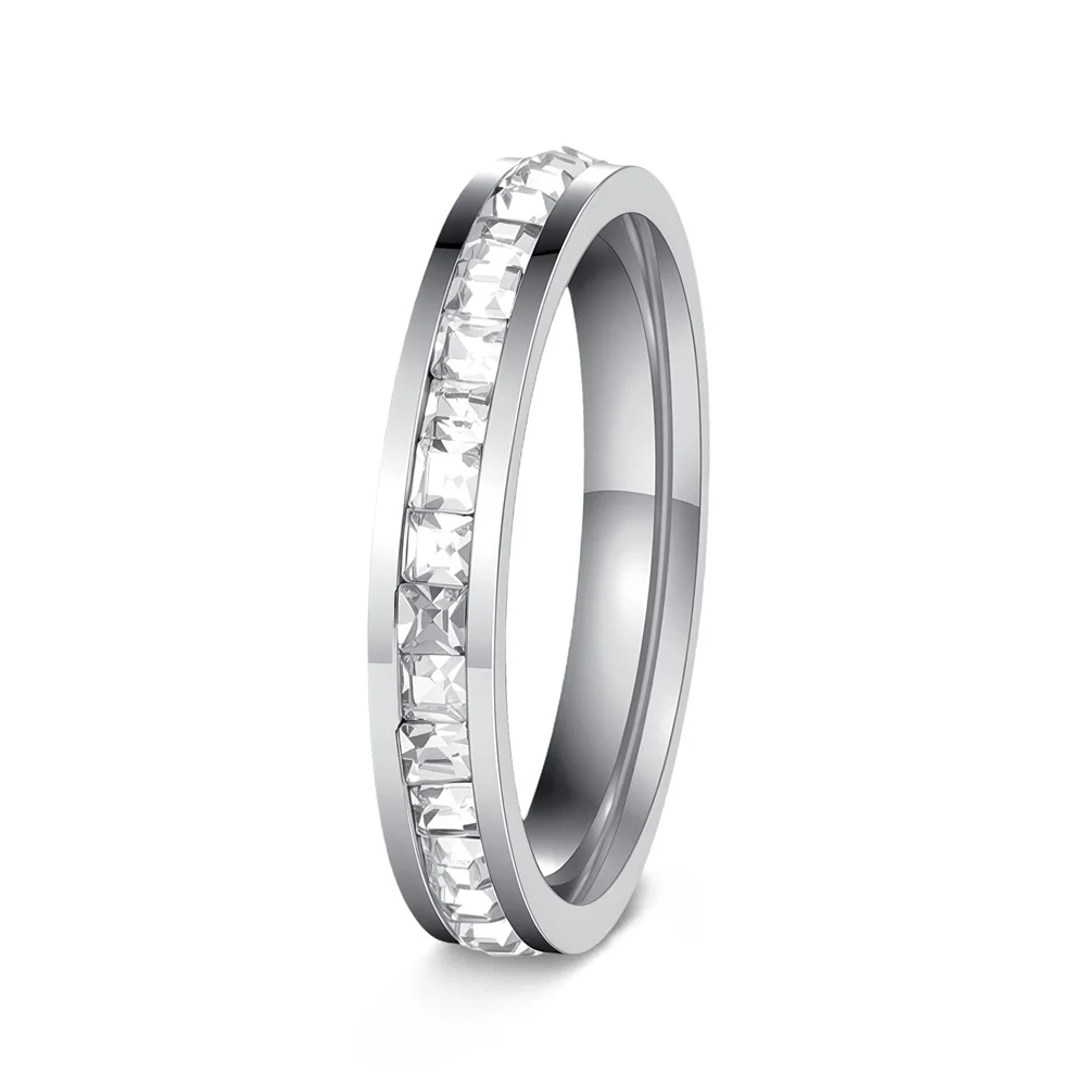 Women's Men's Ring 4mm/8mm Gold Silver Color Stainless Steel Iced Out Full Crystal Zirconia Wedding Rings For Man Woman Jewelry