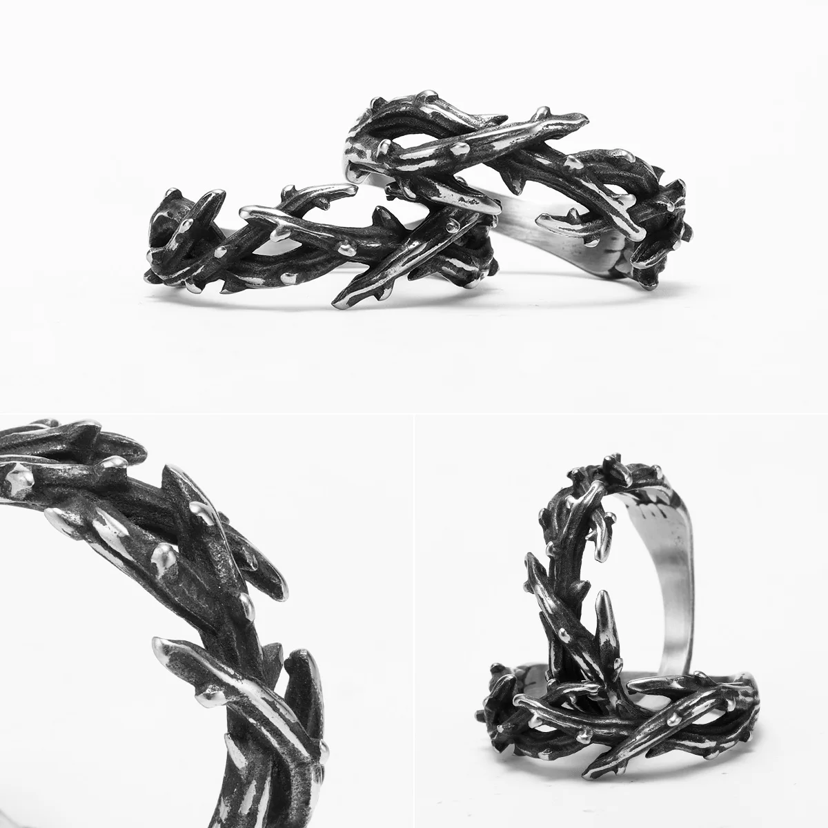 Thorn Crown Retro Stainless Steel Men Rings Punk New In For Male Women Fashion Jewelry Creativity Gift Wholesale Dropshiping