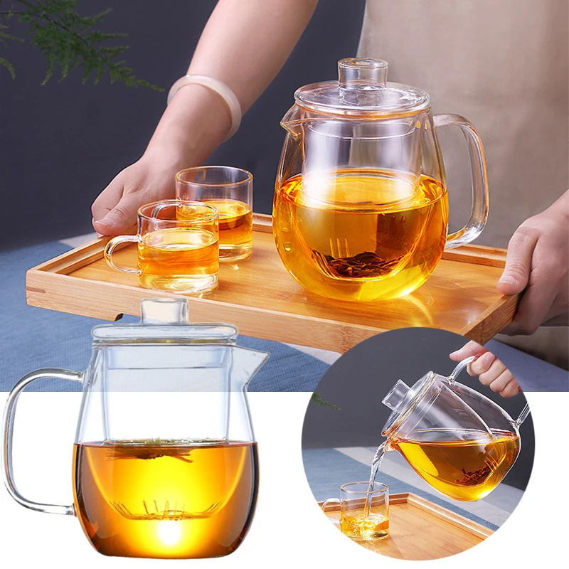 Household Teaware Glass Teapot for Stove Heat Resistant High Temperature Explosion Proof Tea Infuser Milk Rose Flower Tea Set