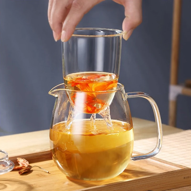 Household Teaware Glass Teapot for Stove Heat Resistant High Temperature Explosion Proof Tea Infuser Milk Rose Flower Tea Set