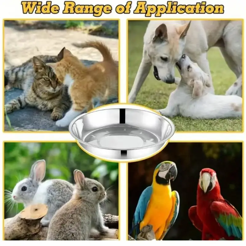 1/5PCS Pet Feeding Bowl Cat Food Bowl Dog Bowl Rabbit Bowl Pet Tray Stainless Steel Thick Soup Bowl Multi-Purpose Rice Bowl Tray