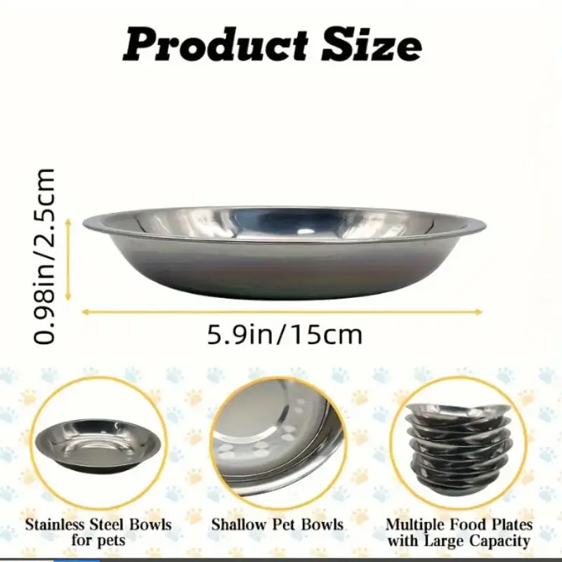 1/5PCS Pet Feeding Bowl Cat Food Bowl Dog Bowl Rabbit Bowl Pet Tray Stainless Steel Thick Soup Bowl Multi-Purpose Rice Bowl Tray