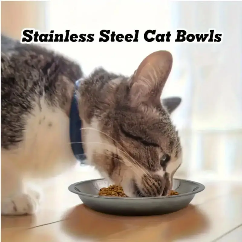 1/5PCS Pet Feeding Bowl Cat Food Bowl Dog Bowl Rabbit Bowl Pet Tray Stainless Steel Thick Soup Bowl Multi-Purpose Rice Bowl Tray