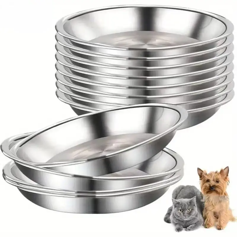 1/5PCS Pet Feeding Bowl Cat Food Bowl Dog Bowl Rabbit Bowl Pet Tray Stainless Steel Thick Soup Bowl Multi-Purpose Rice Bowl Tray