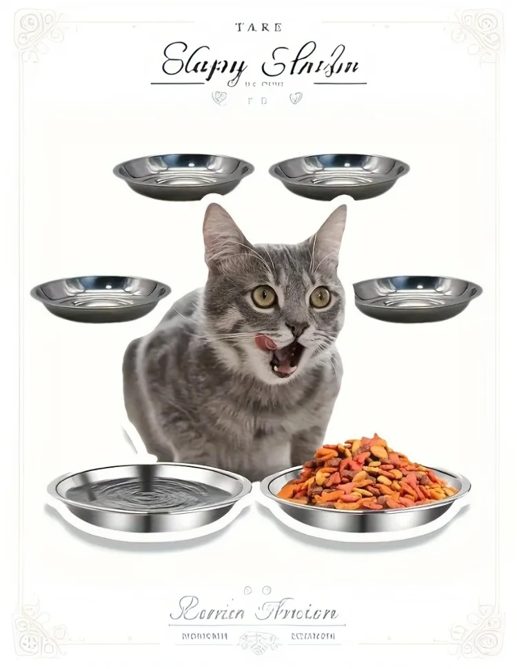 1/5PCS Pet Feeding Bowl Cat Food Bowl Dog Bowl Rabbit Bowl Pet Tray Stainless Steel Thick Soup Bowl Multi-Purpose Rice Bowl Tray