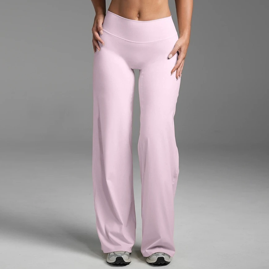 STOUREG Straight Leg Bottoms Women's Mid-Waist Yoga Pants GYM Leggings Naked Feel Pilates Running Sports Trousers