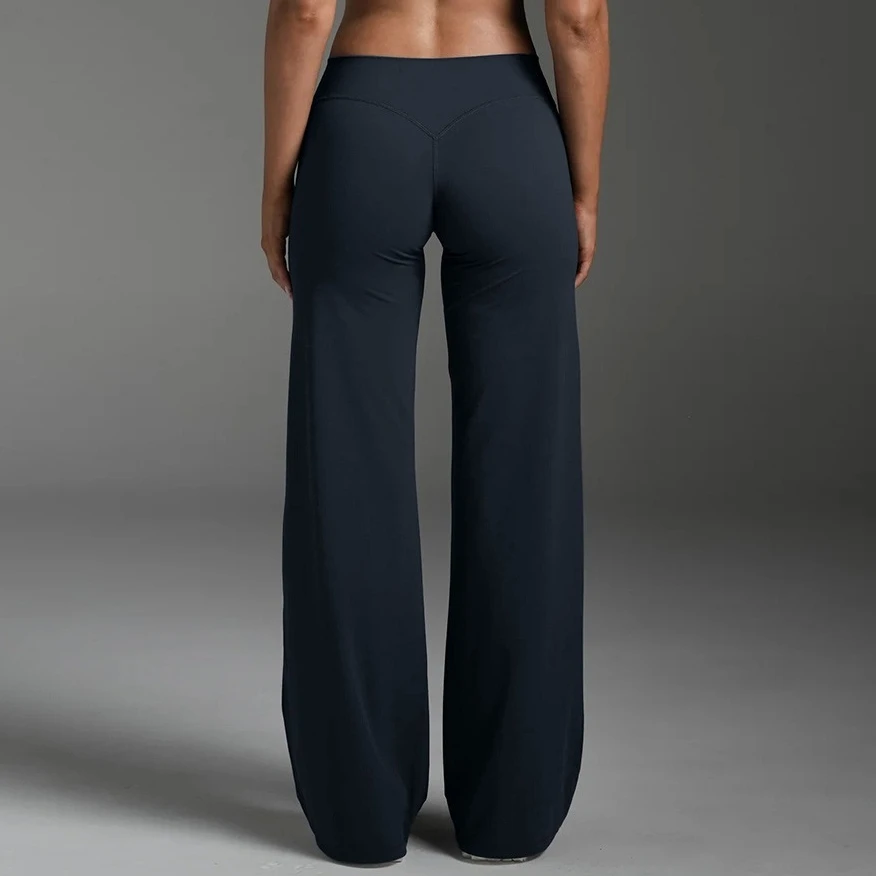 STOUREG Straight Leg Bottoms Women's Mid-Waist Yoga Pants GYM Leggings Naked Feel Pilates Running Sports Trousers