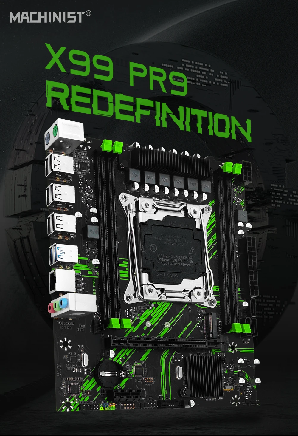 MACHINIST PR9 X99 Motherboard TPM2.0 Module Intel Xeon E5 2680 V3 CPU Support DDR4 RAM Dual-Channel USB3.0 Optional Kit Combo