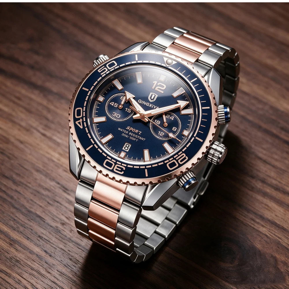 QINGXIYA Fashion Creative Men's Quartz Watch Waterproof Luminous Sport Chronograph Man Clock Date Business Watches For Men Reloj