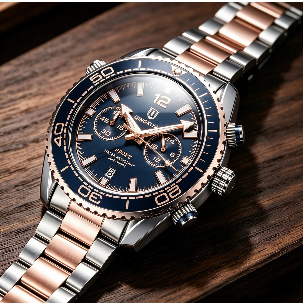 QINGXIYA Fashion Creative Men's Quartz Watch Waterproof Luminous Sport Chronograph Man Clock Date Business Watches For Men Reloj
