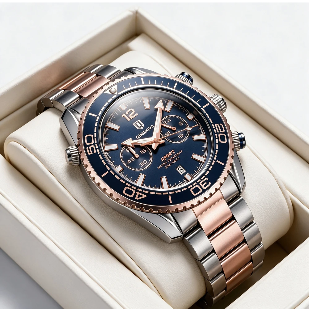 QINGXIYA Fashion Creative Men's Quartz Watch Waterproof Luminous Sport Chronograph Man Clock Date Business Watches For Men Reloj