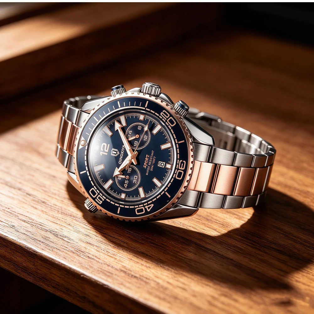 QINGXIYA Fashion Creative Men's Quartz Watch Waterproof Luminous Sport Chronograph Man Clock Date Business Watches For Men Reloj