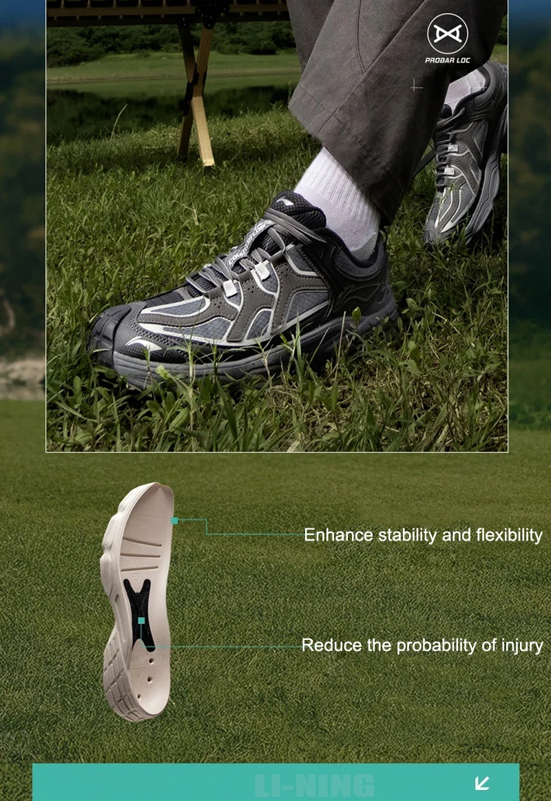 Li-Ning Unisex CLY SHADE Outdoor Hiking Shoes LIGHT FOAM Cushioning Soft Reflective LiNing Casual Sneakers AHTV033