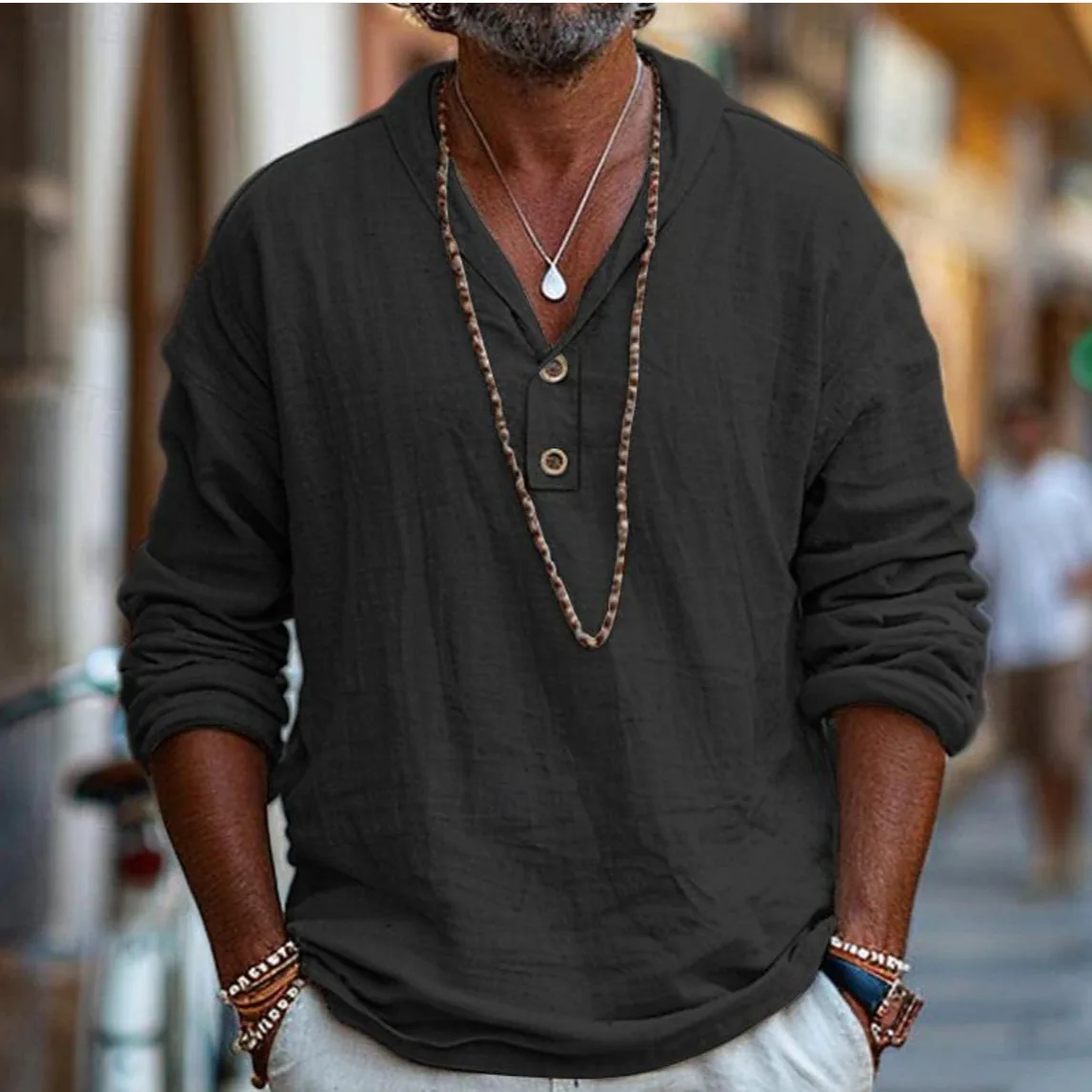 Street-Retro-Men's-Long-Sleeved-Shirt-Pure-Cotton-Business-Casual-Top-Breathable-Thin-Section-Plain-Color-Base-Shirt