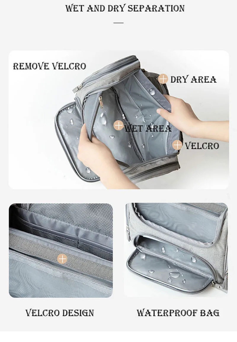Waterproof Men Hanging Cosmetic Bag Travel Organizer Makeup Bag for Women Necessaries Make Up Case Wet Dry Wash Toiletry Bag