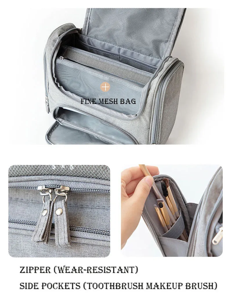 Waterproof Men Hanging Cosmetic Bag Travel Organizer Makeup Bag for Women Necessaries Make Up Case Wet Dry Wash Toiletry Bag