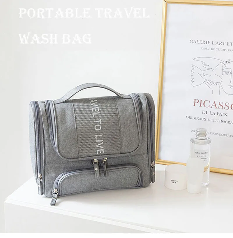 Waterproof Men Hanging Cosmetic Bag Travel Organizer Makeup Bag for Women Necessaries Make Up Case Wet Dry Wash Toiletry Bag