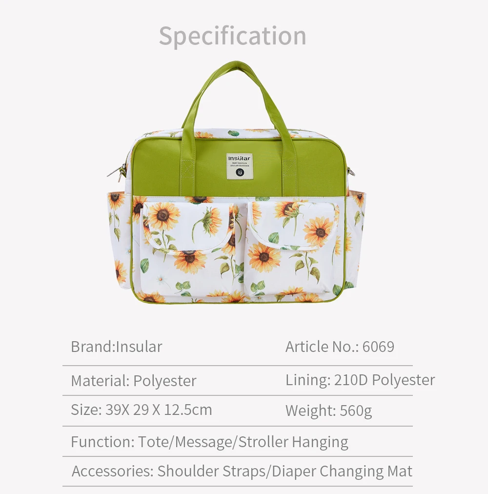 Insular Baby Diaper Bag Large Capacity Mommy Handbag Shoulder Bag Fashion Printing Outdoor Travel Mummy Stroller Nappy Bags