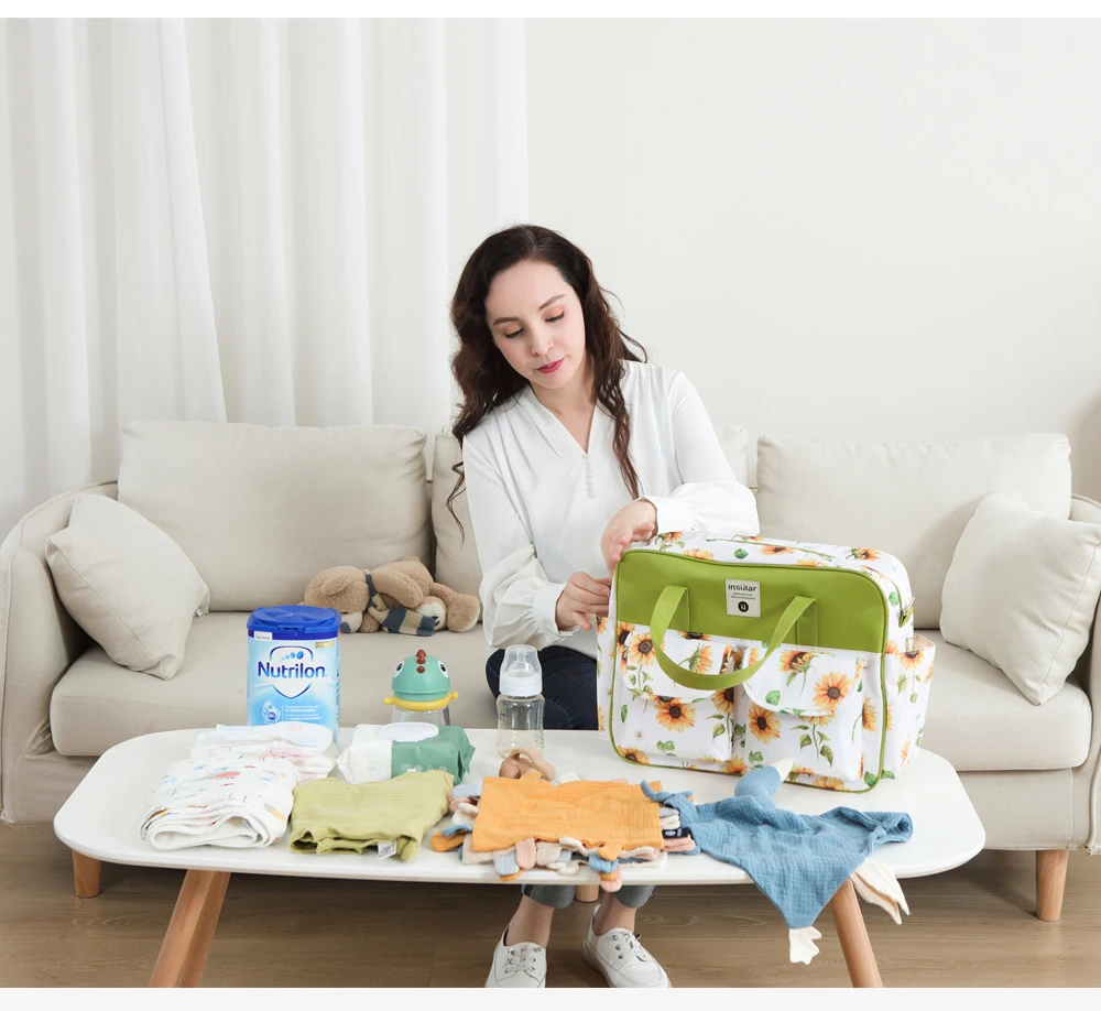 Insular Baby Diaper Bag Large Capacity Mommy Handbag Shoulder Bag Fashion Printing Outdoor Travel Mummy Stroller Nappy Bags