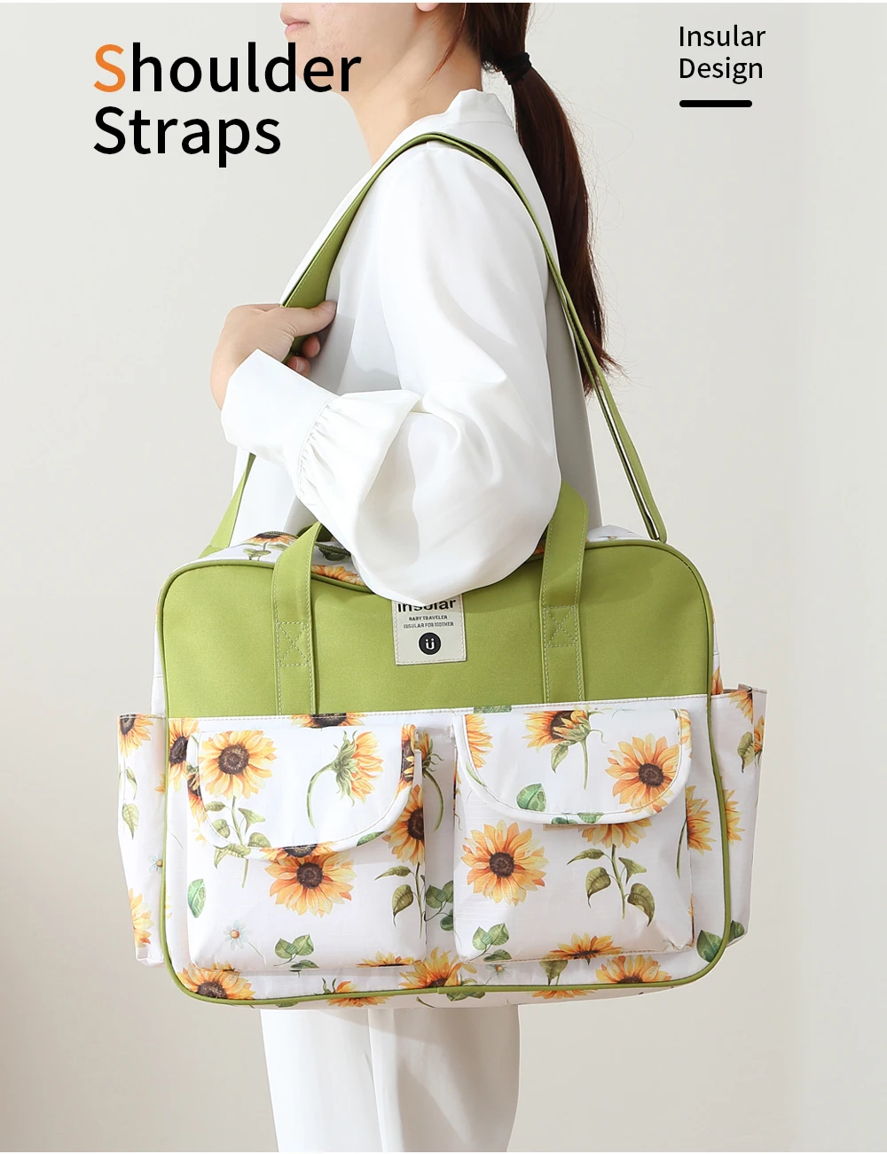 Insular Baby Diaper Bag Large Capacity Mommy Handbag Shoulder Bag Fashion Printing Outdoor Travel Mummy Stroller Nappy Bags